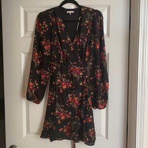 Black Floral Wrap Dress